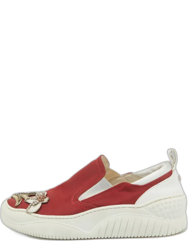 Canvas Crystal Embellished Slip On Sneakers