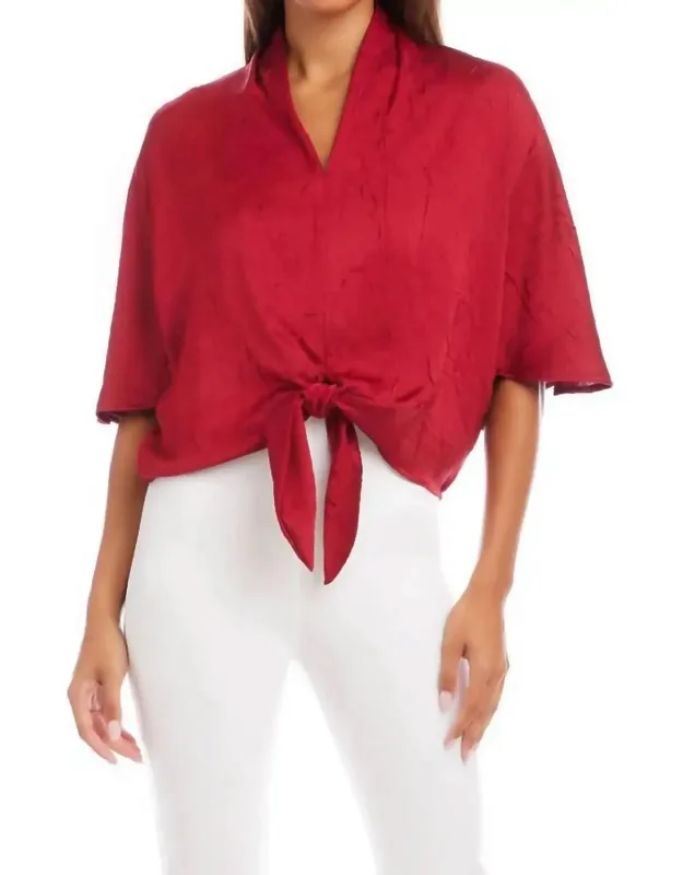 Flare Sleeve Tie-front Top