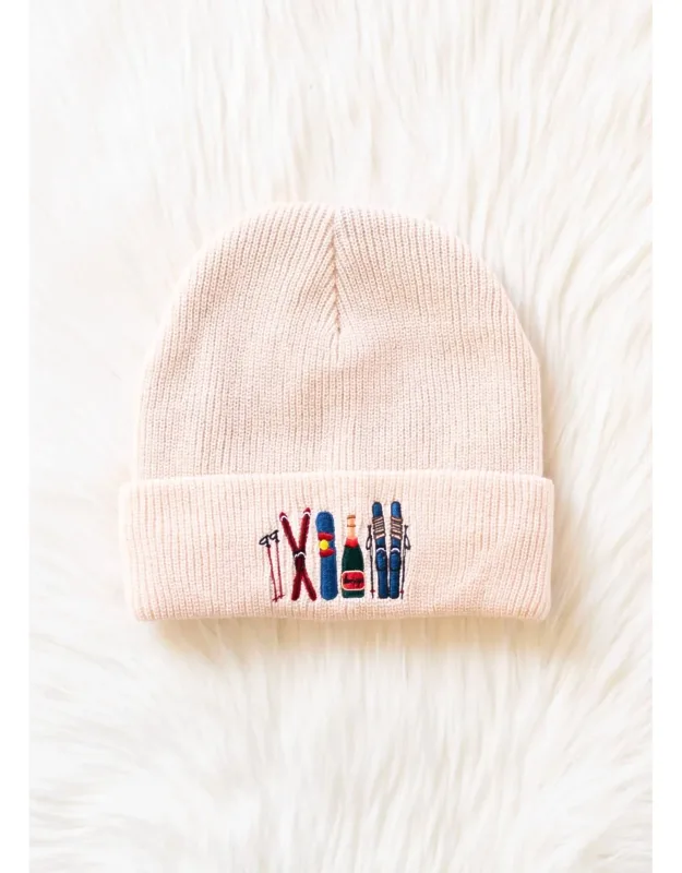 Ski Embroidered Knit Beanie