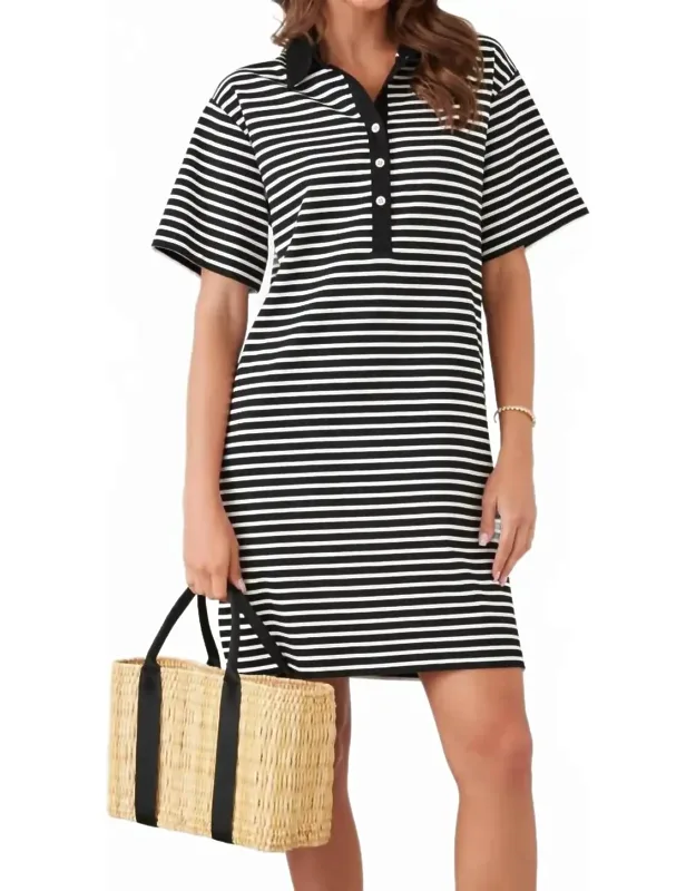 Stripe Short Sleeve Polo Dress