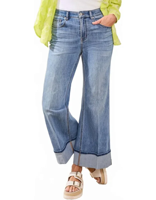 Crop Cuffed Palazzo Jeans