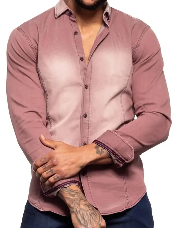 Denim Stretch Button Down Shirt