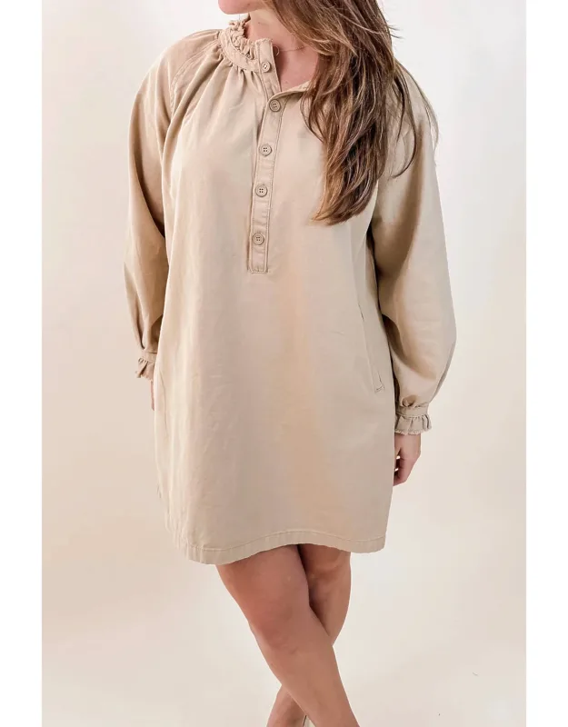 Enzyme Washed Twill Dress