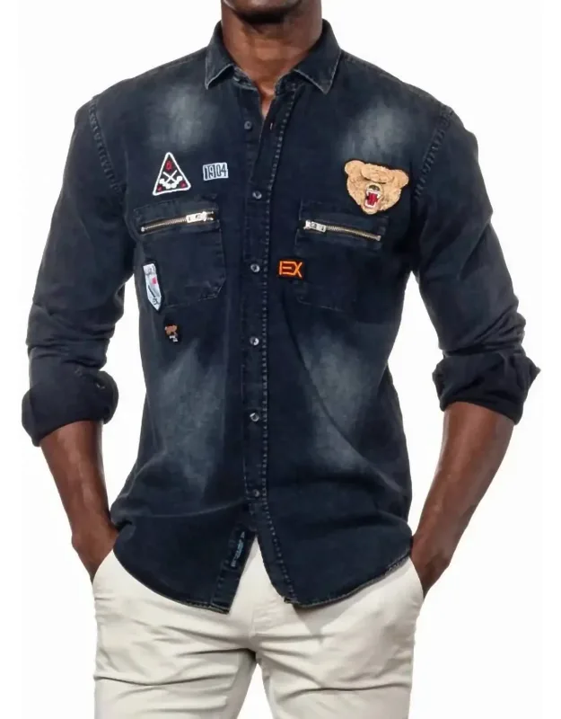 Grizzly Bear Denim Button Down Shirt