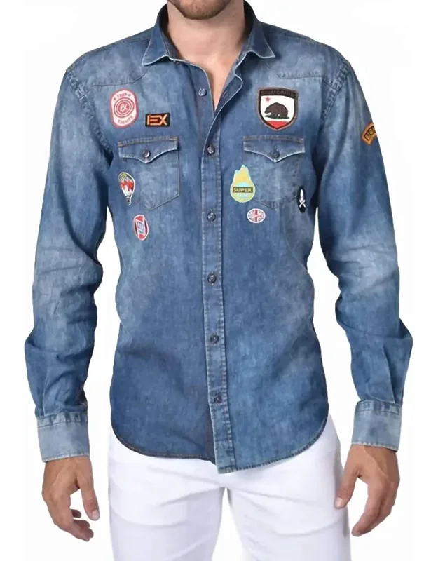 Denim California Patch Button Down Shirt