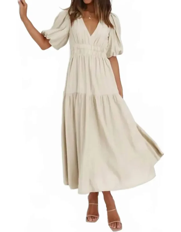 Bubble Sleeve Midi Dress