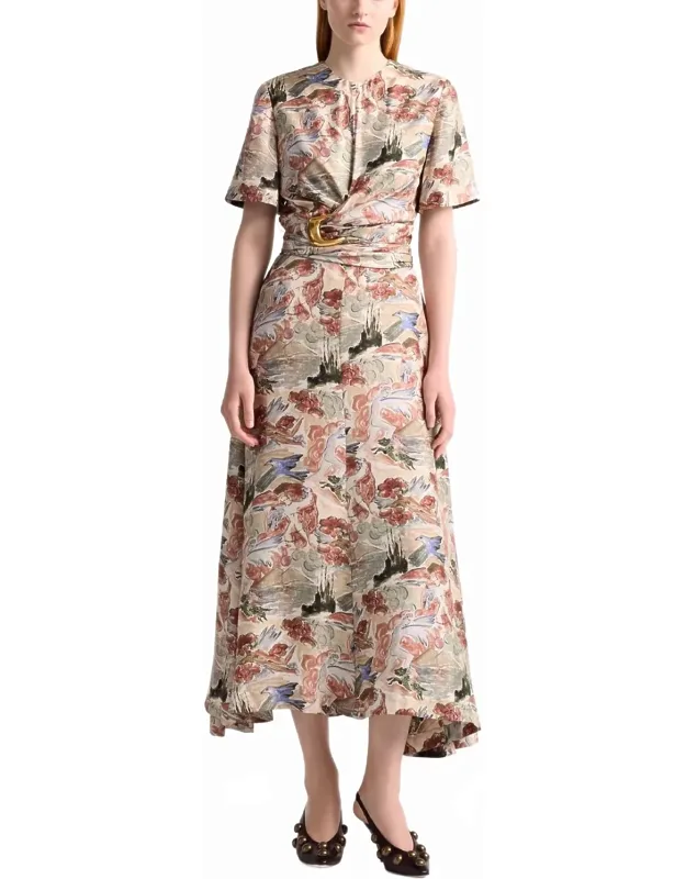 Silk Mythical Print Dress