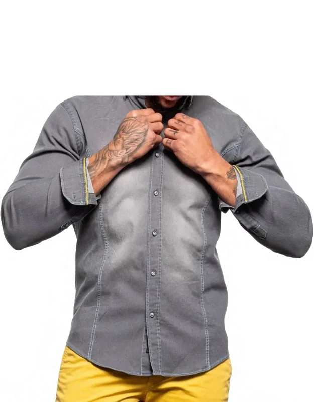 Denim Stretch Button Down Shirt