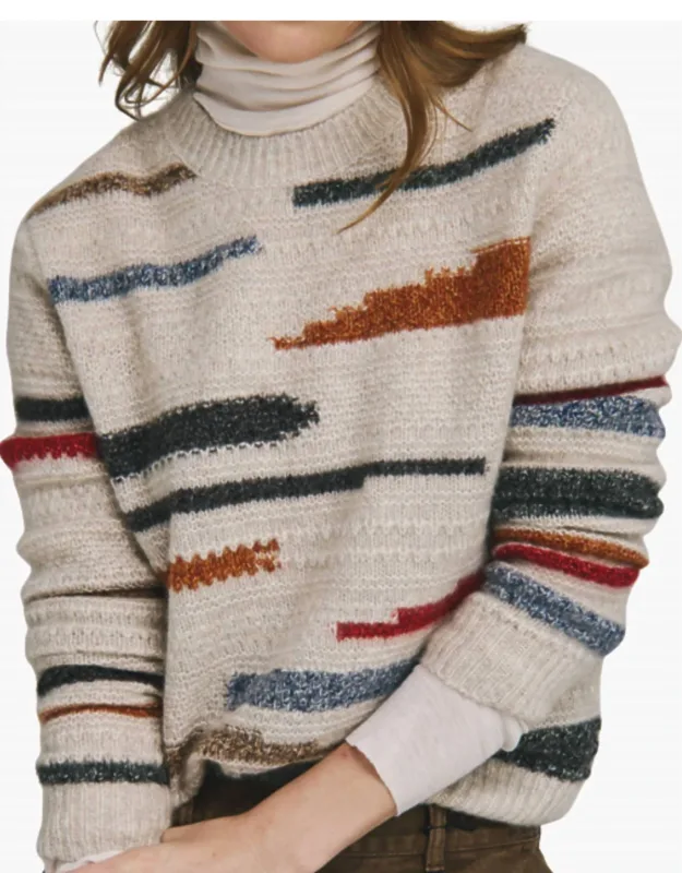 Textured Striped Crewneck Sweater