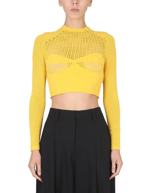 Ambush Crop Shirt Crowing Perforated Design Cropped Fit