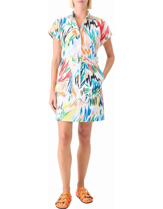 Cotton Print Denim Shirt Dress