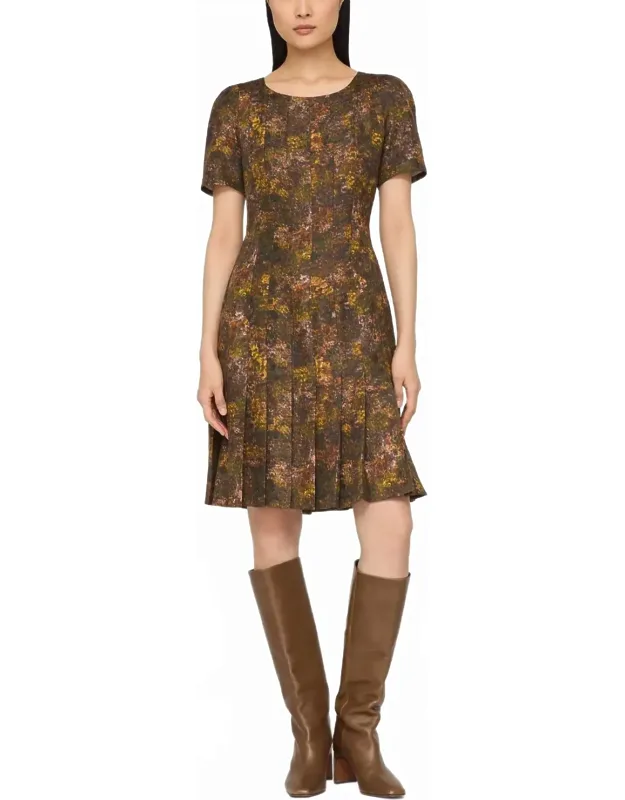 Impression Print Silk-wool Hand Pleated Dress