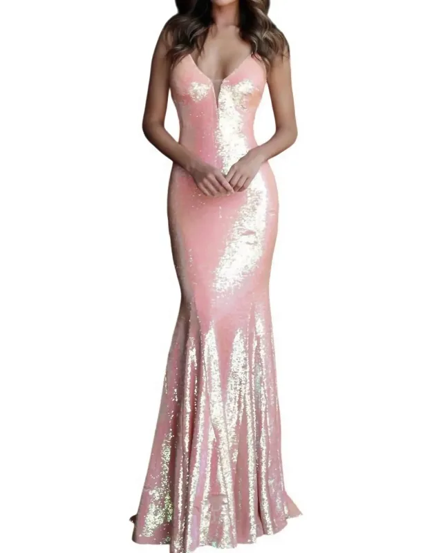 Sequin Plunging Neckline Fitted Dress