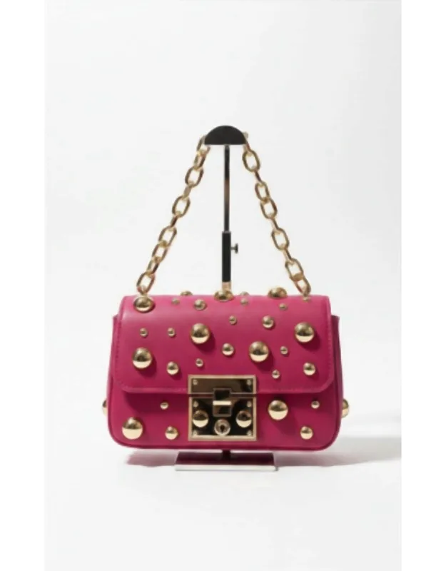 Metal-studs Leather Clutch