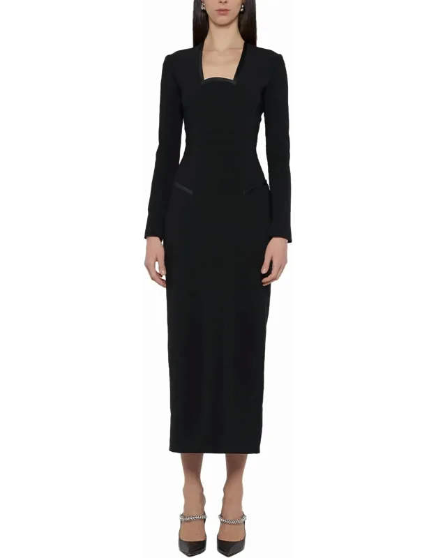 Square Neck Long Sleeve Sheath Dress