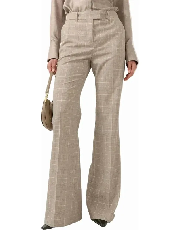 Prince Of Wales Check Flare Trousers