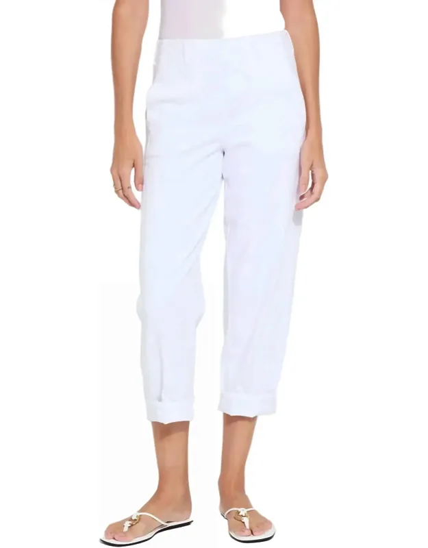 Cuffed Barrel Crop Denim Pants
