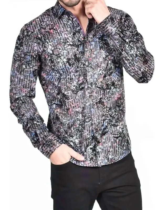 Baroque Button Down Shirt With Flocking