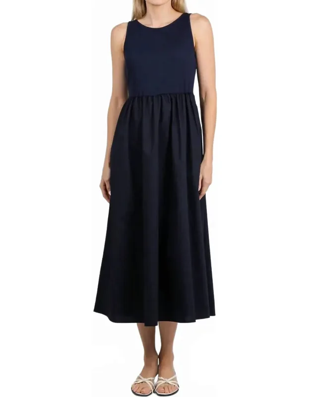 Rib Knit Woven Double Up Combo Dress