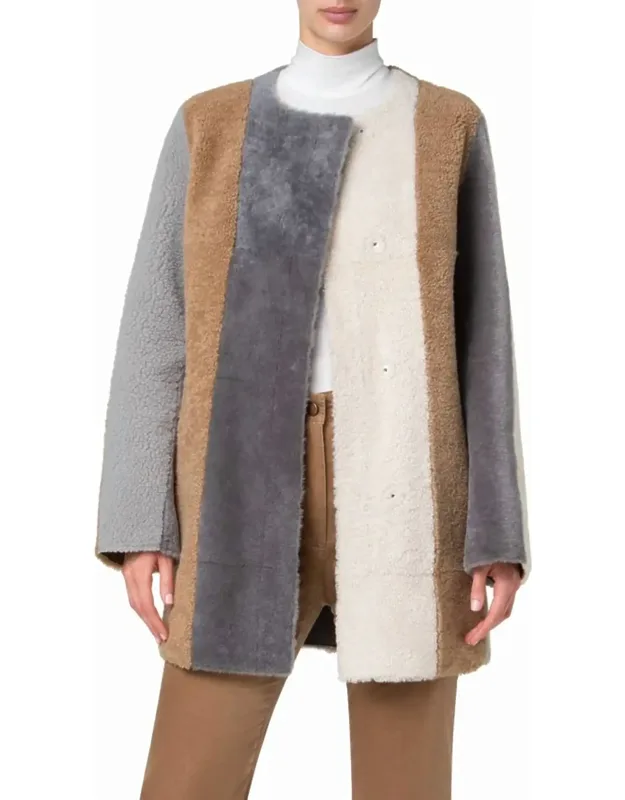 Colorblock Fur Coat