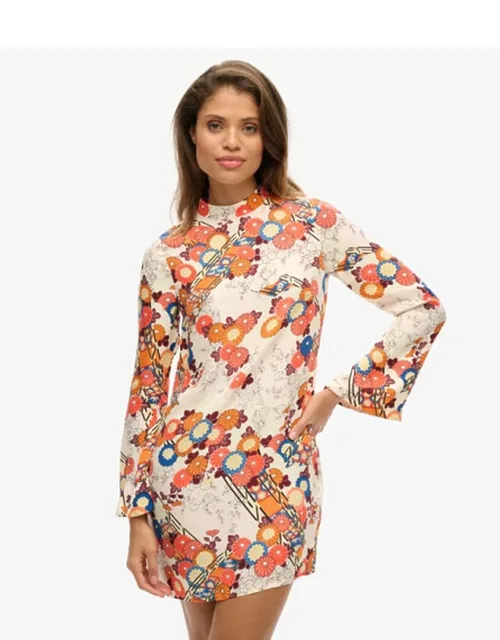 Printed Long Sleeve Mini Dress