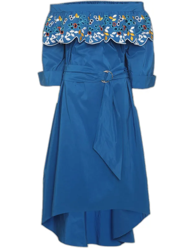 Embroidered Lace Satin Maxi Dress
