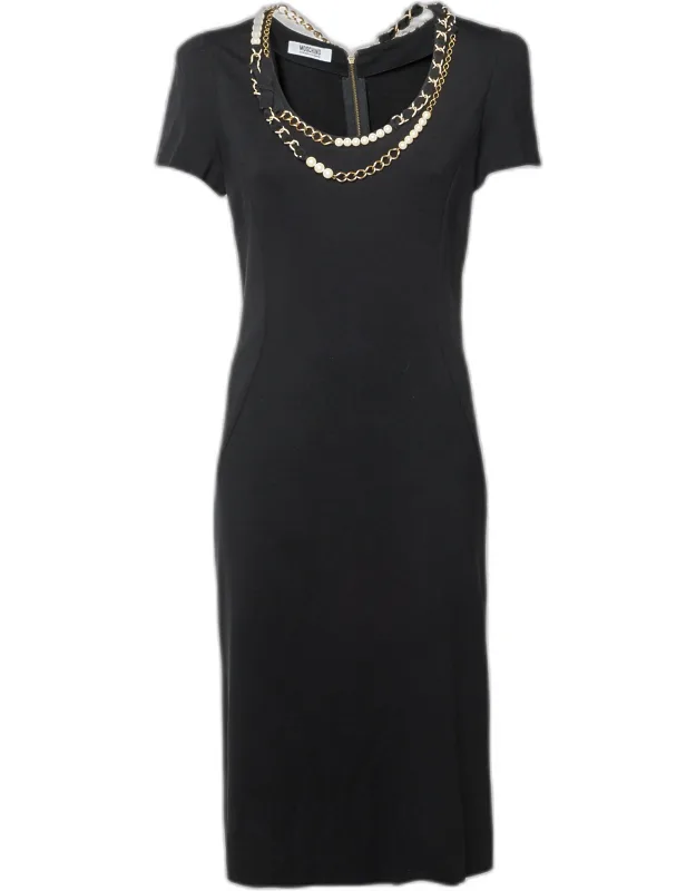 Embellished Jersey Short Sleeve Sheath Dress