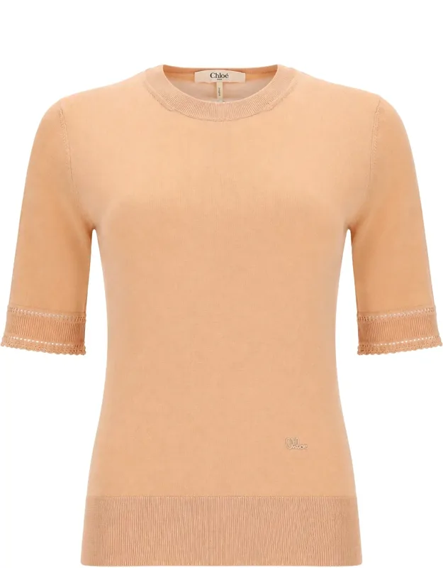 Pullover In Wool With Short Sleeves