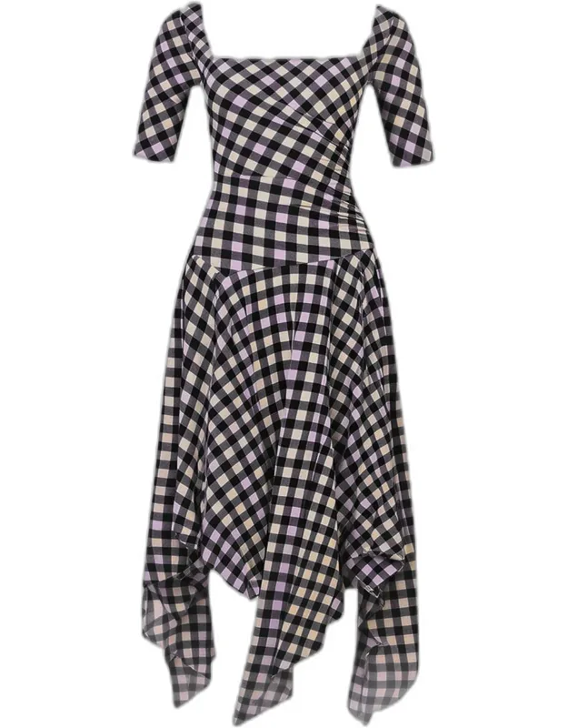 Gingham-print Handkerchief Maxi Dress