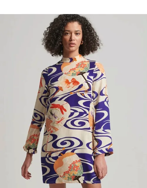 Printed Long Sleeve Mini Dress
