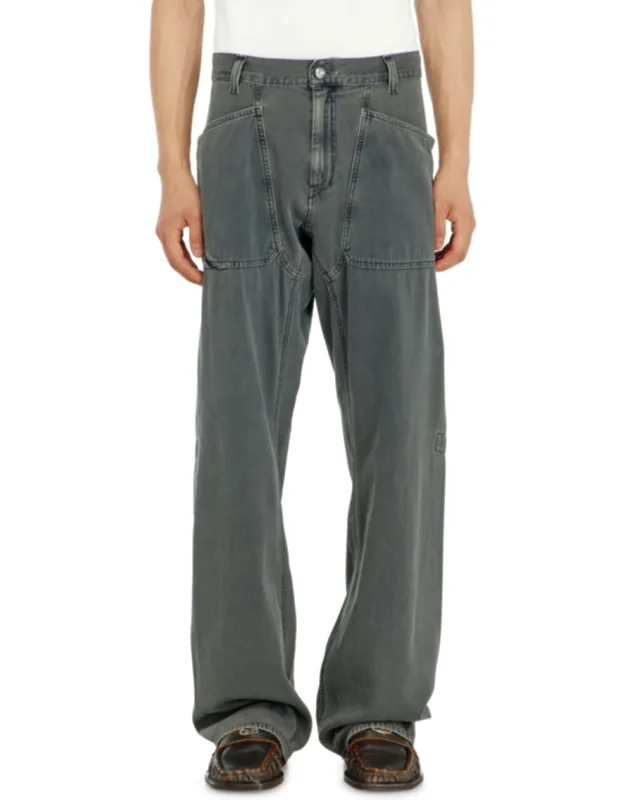 Diesel Relaxed Jeans With Maxi Utility Pockets And Natural Fade