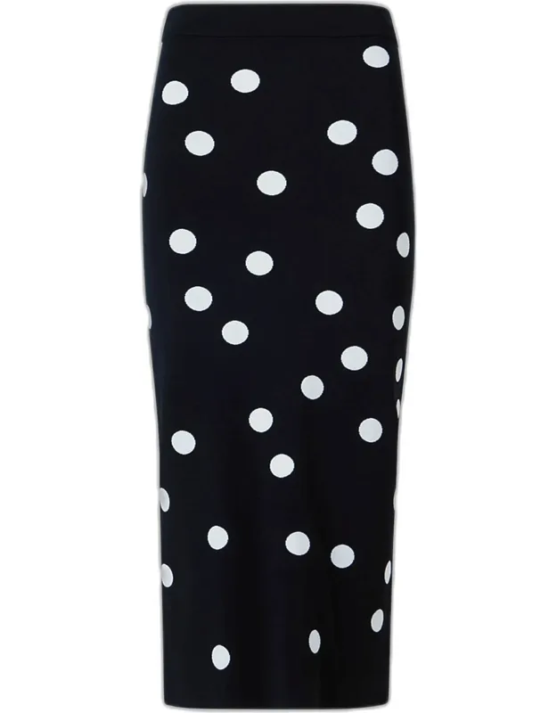 Polka Dot Knit Midi Tube Skirt