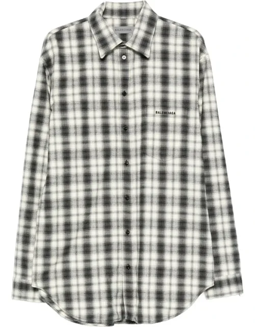 Check-pattern Logo-embroidered Shirt