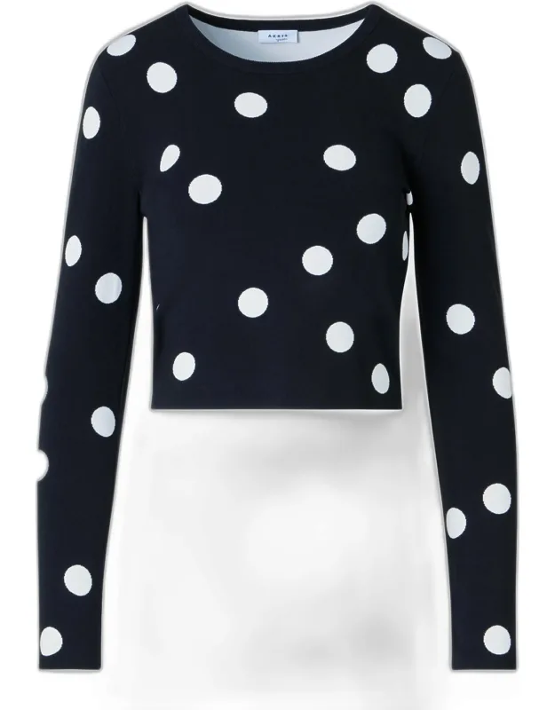 Polka Dot Long-sleeve Crop Sweater