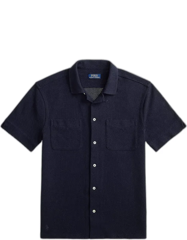 Textured Pointelle Camp Shirt