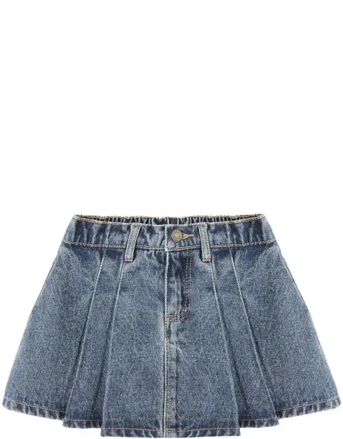 Pleated Denim Skirt