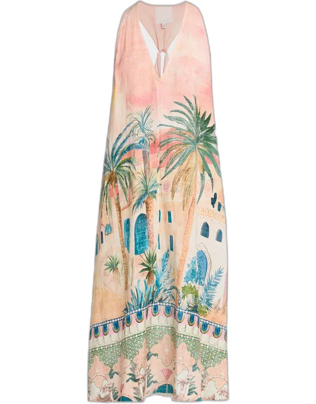 Mayci Sleeveless Plunging Halter Midi Dress