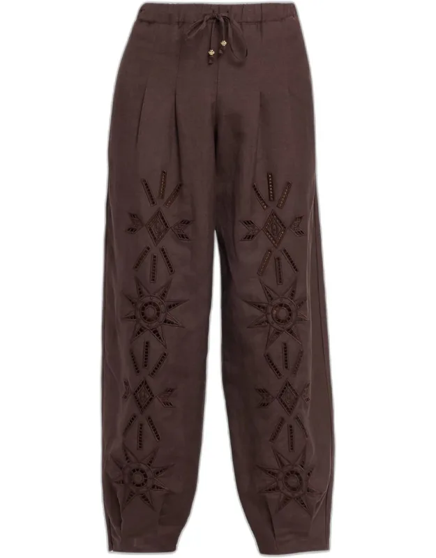 Eyelet-embroidered Barrel Crop Pants