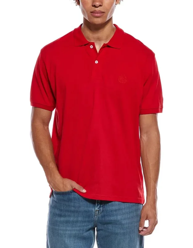 Polo Shirt With Ribbed Trim And High-low Hem