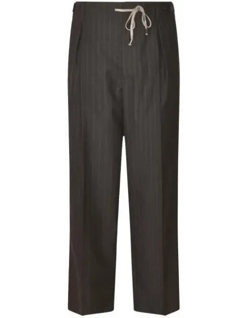 Pinstripe Wool Drawstring Trousers