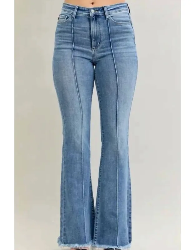 High Waist Flare Fray Hem Jeans