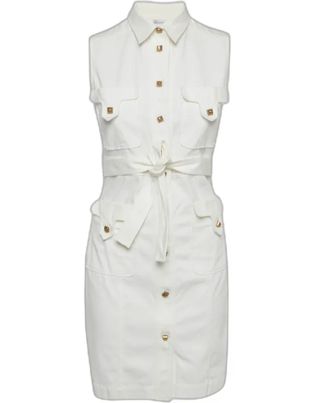Canvas Button Up Sleeveless Dress