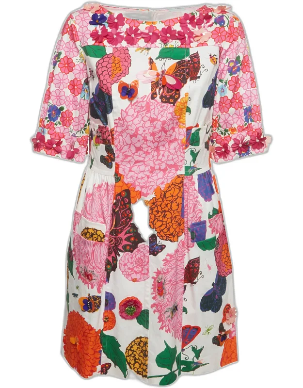 Butterfly Floral Print Cotton Mini Dress