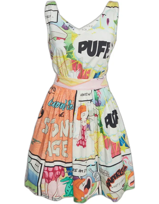 Multicolor Printed Cotton Sleeveless Dress