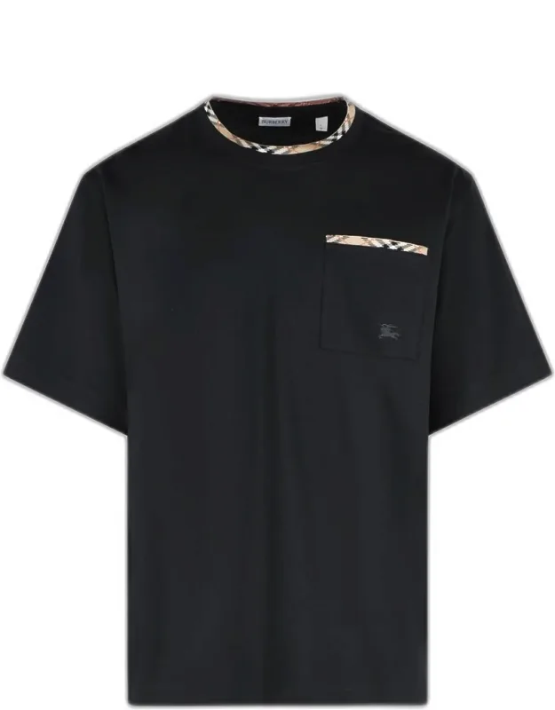 'ryan' T-shirt With Ribbed Crew Neck And Chest Pocket