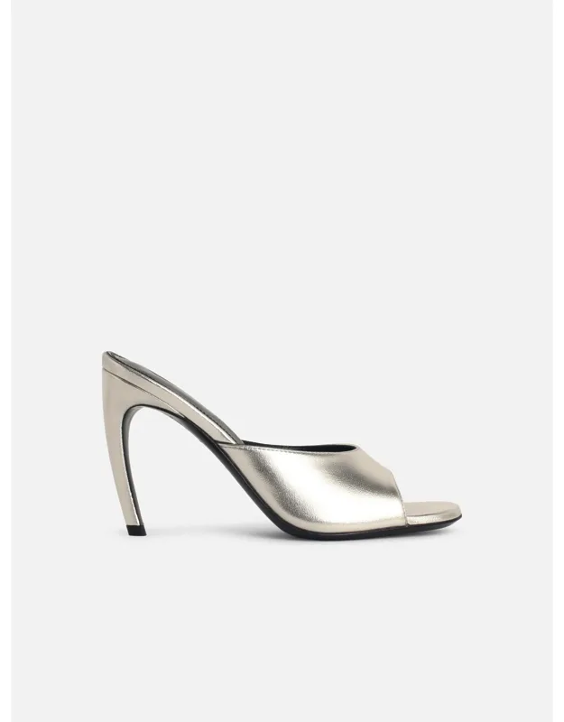 Silver Leather Mules