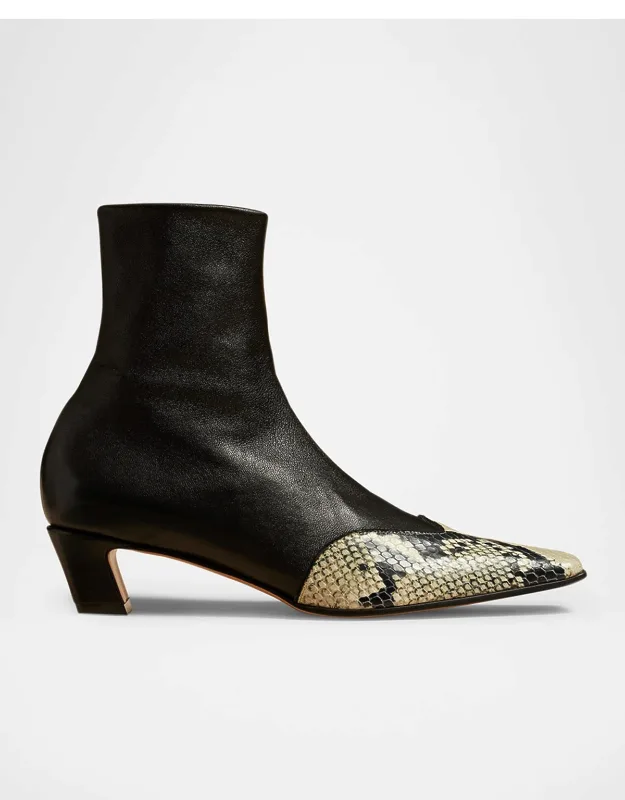 Mixed Leather Ankle Boots