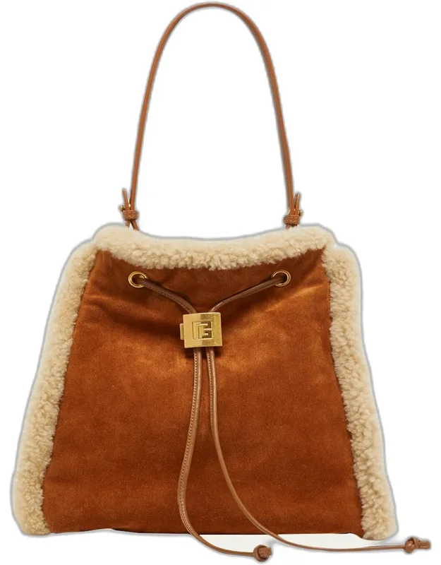Shearling-trim Suede Backpack