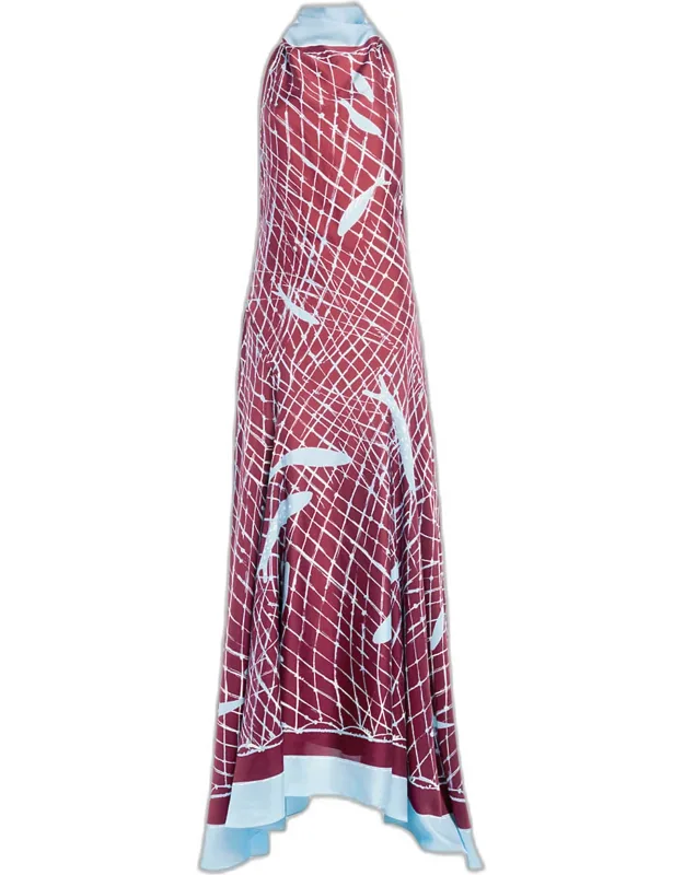Moonlight Sleeveless Turtleneck Silk Maxi Dress