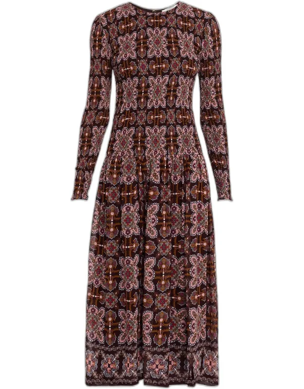 Blossom Mosaic Drop-waist Midi Dress
